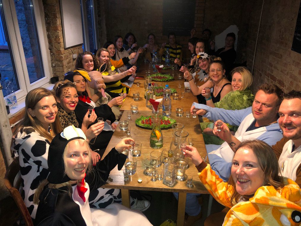 A big group enjoying our vodka tasting tour with an expert in Poznan